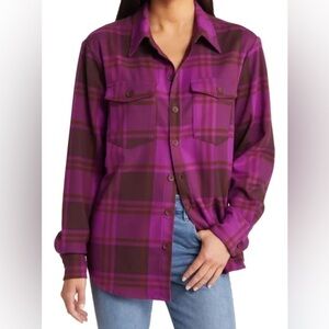 Good American Large Plaid Thistle Shachet Top Buttoned Front